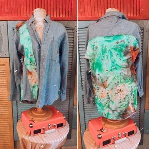 Tie dye denim button up
